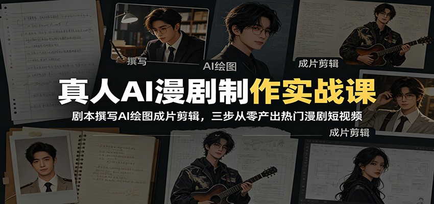 真人AI漫剧制作实战课:剧本撰写AI绘图成片剪辑,三步从零产出热门漫剧短视频-小目标云网创
