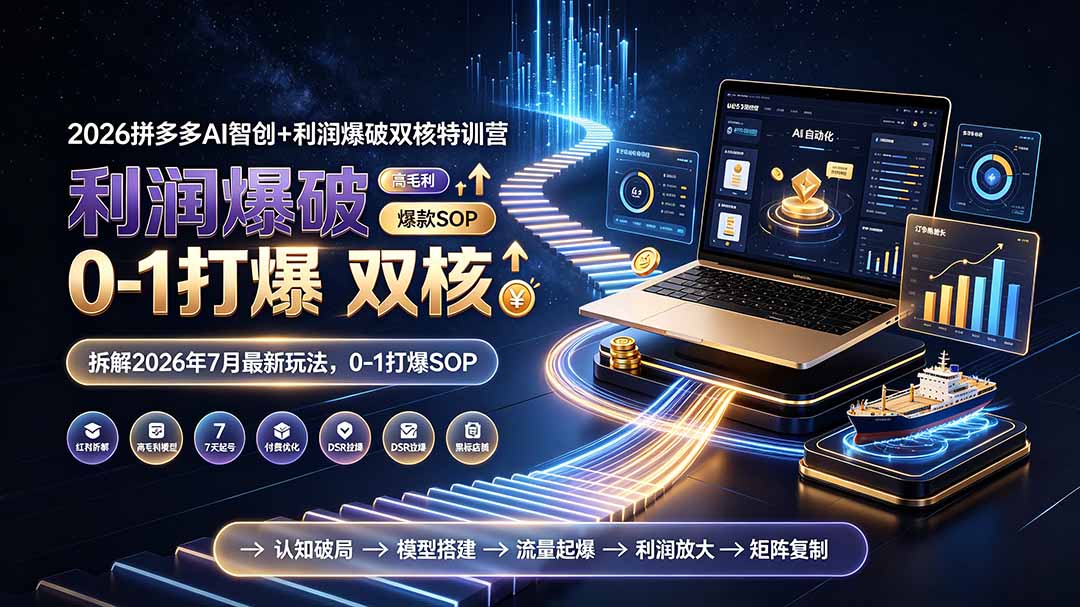2026拼多多AI智创+利润爆破双核特训营-拆解2026年7月最新玩法，0-1打爆SOP-小目标云网创