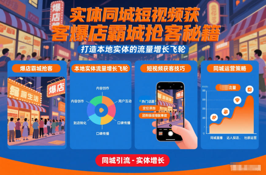 实体同城短视频获客爆店霸城抢客秘籍，打造本地实体的流量增长飞轮-小目标云网创