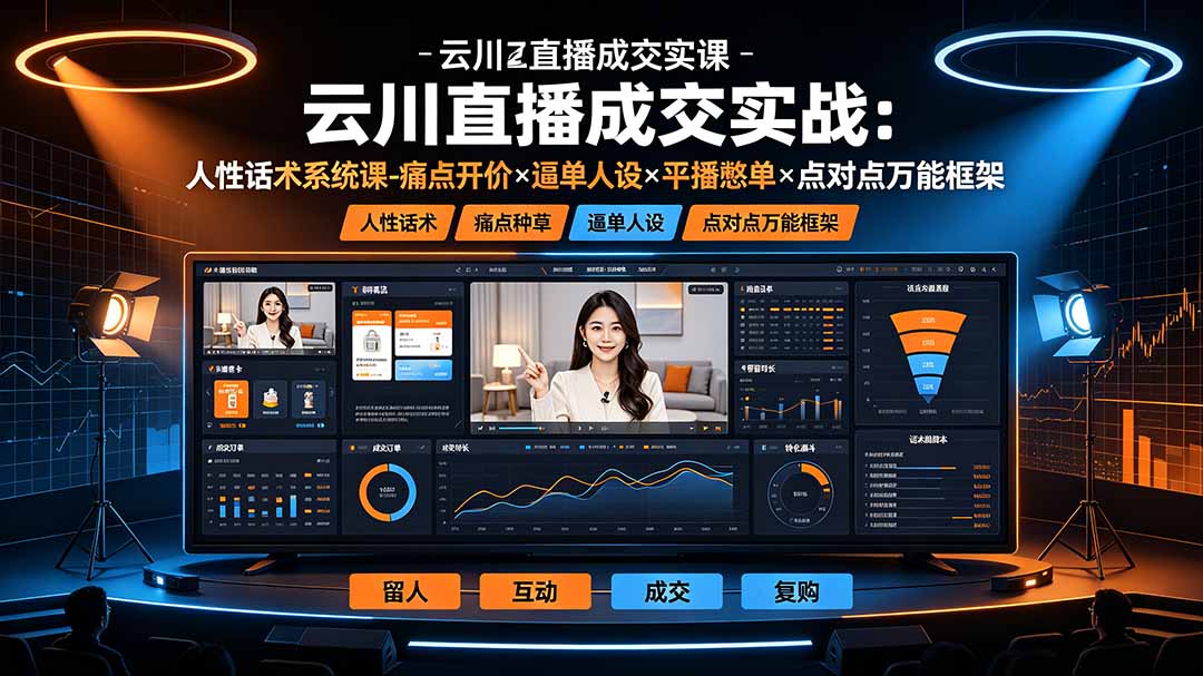 云川直播成交实战：人性话术系统课-痛点种草×塑品开价×逼单人设×平播憋单×点对点万能框架-小目标云网创