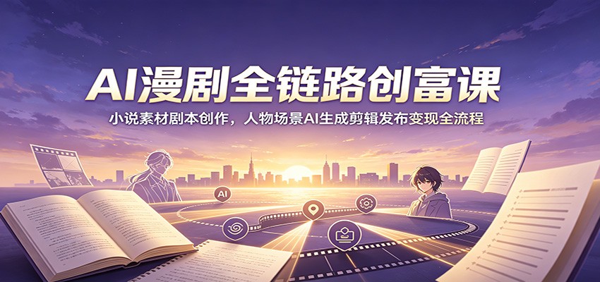 AI漫剧全链路创富课：小说素材剧本创作，人物场景AI生成剪辑发布变现全流程-小目标云网创