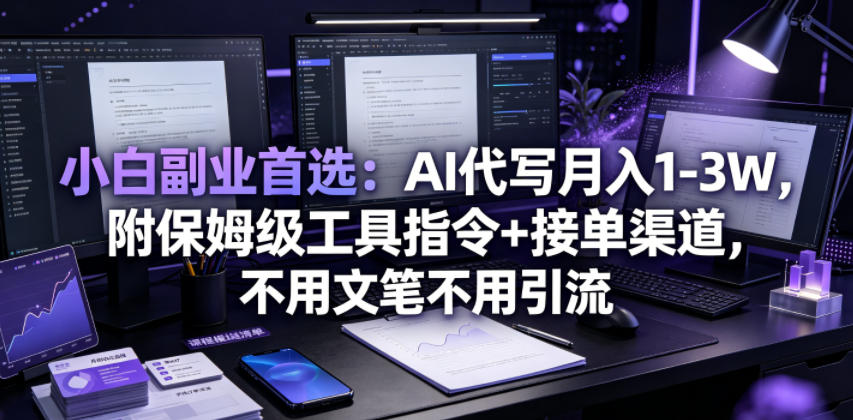 小白副业首选：AI代写月入1-3W，附保姆级工具指令+接单渠道，不用文笔不用引流【揭秘】-极速搞钱云网创