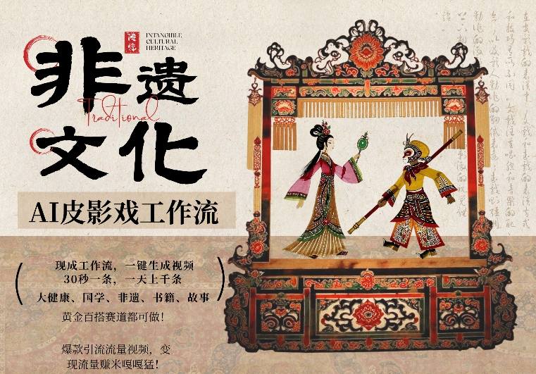 AI一键生成民俗文化非遗皮影戏视频，一刀不剪无需剪辑，30S一条，一天上百条，流量财富嘎嘎猛-璞创优选云网创