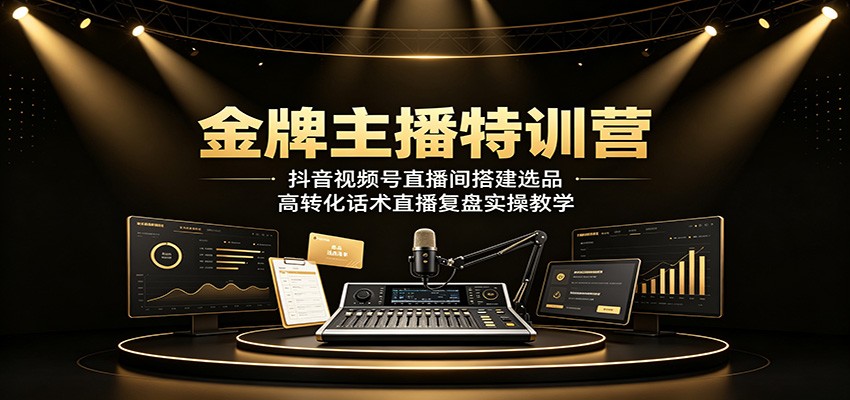 金牌主播特训营：抖音视频号直播间搭建选品，高转化话术直播复盘实操教学-小目标云网创
