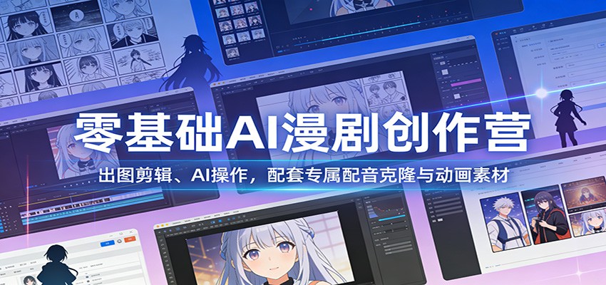 零基础AI漫剧创作营：出图剪辑、AI操作，配套专属配音克隆与动画素材-小目标云网创