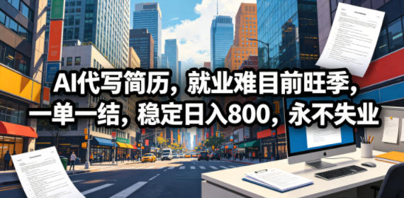 AI代写简历，就业难目前旺季，一单一结，稳定日入800，永不失业-启微空间