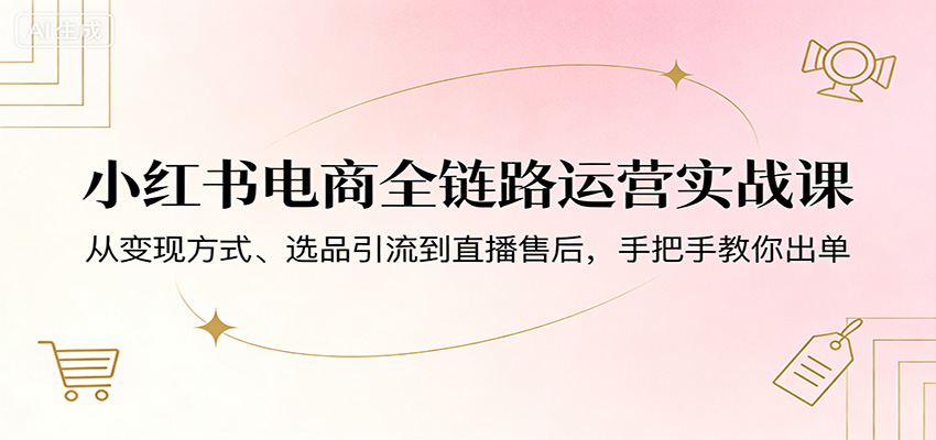 小红书电商全链路运营实战课:从变现方式、选品引流到直播售后,手把手教你出单-小目标云网创