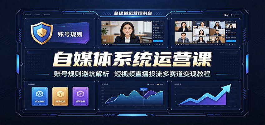 自媒体系统运营课：账号规则避坑解析，短视频直播投流多赛道变现教程-小目标云网创