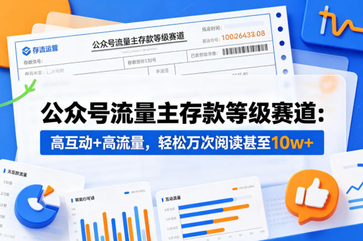 公众号流量主之存款等级赛道，高互动+高流量，轻松达到万次阅读，甚至10w+-A7徐多钱网创