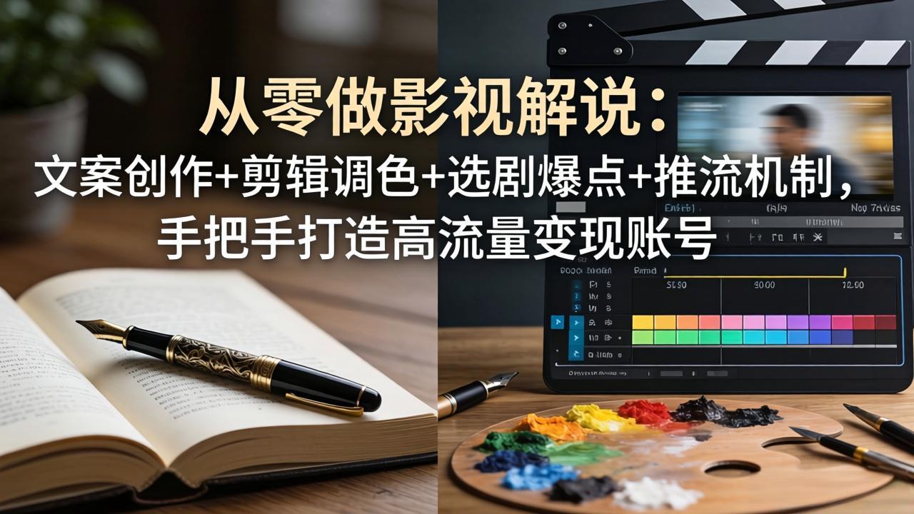 从零做影视解说:文案创作+剪辑调色+选剧爆点+推流机制,手把手打造高流量变现账号-小目标云网创