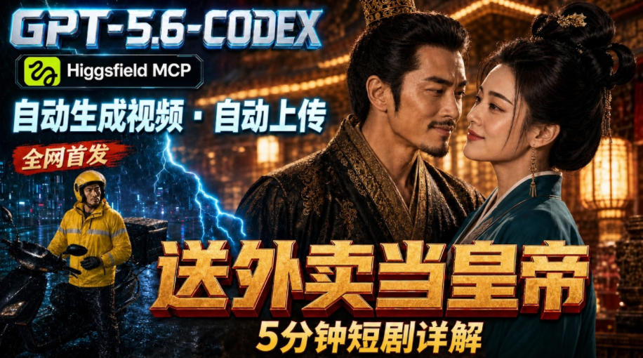 GPT-5.6 Codex+Higgsfield MCP：一条指令生成5分钟短剧并自动上传YouTube(油管)-小目标云网创