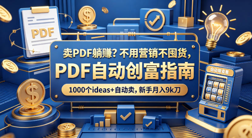 卖PDF躺賺？不用营销不囤货，PDF自动创富指南，1000个ideas+自动卖，新手月入9k刀【原创双语字幕】-网创联盟云网创