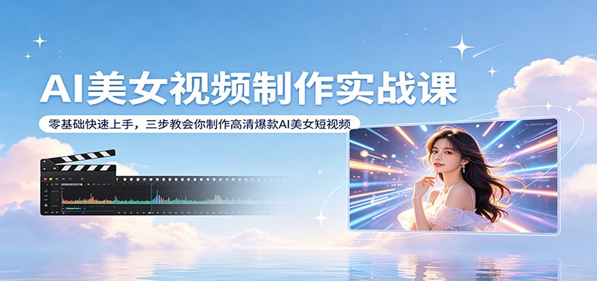 AI美女视频制作实战课：零基础快速上手，三步教会你制作高清爆款AI美女短视频-小目标云网创