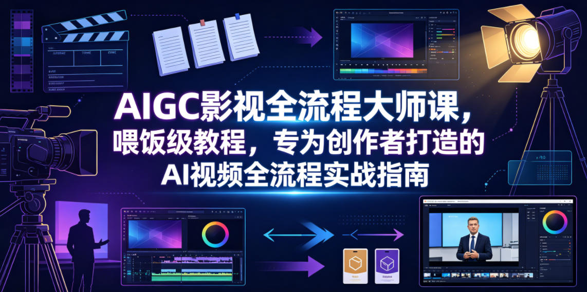 AIGC影视全流程大师课，喂饭级教程，专为创作者打造的AI视频全流程实战指南-灵感工坊云网创