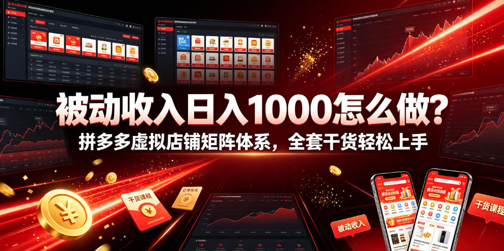 被动收入日入1000怎么做？拼多多虚拟店铺矩阵体系，全套干货轻松上手【揭秘】-网创联盟云网创