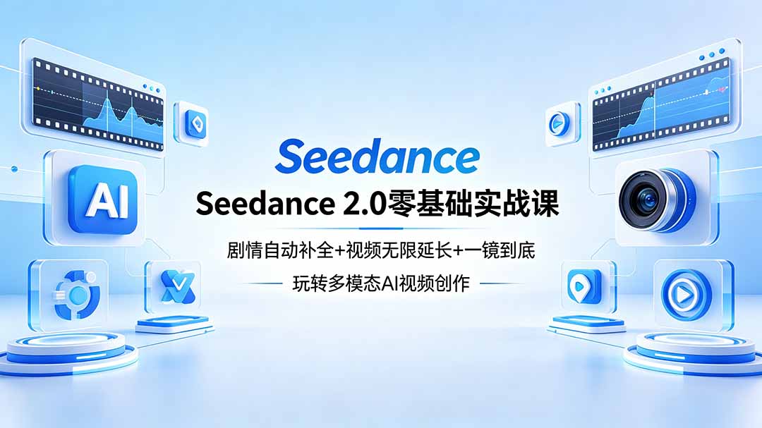 Seedance 2.0零基础实战课：剧情自动补全+视频无限延长+一镜到底：玩转多模态AI视频创作-黑猫科技云网创