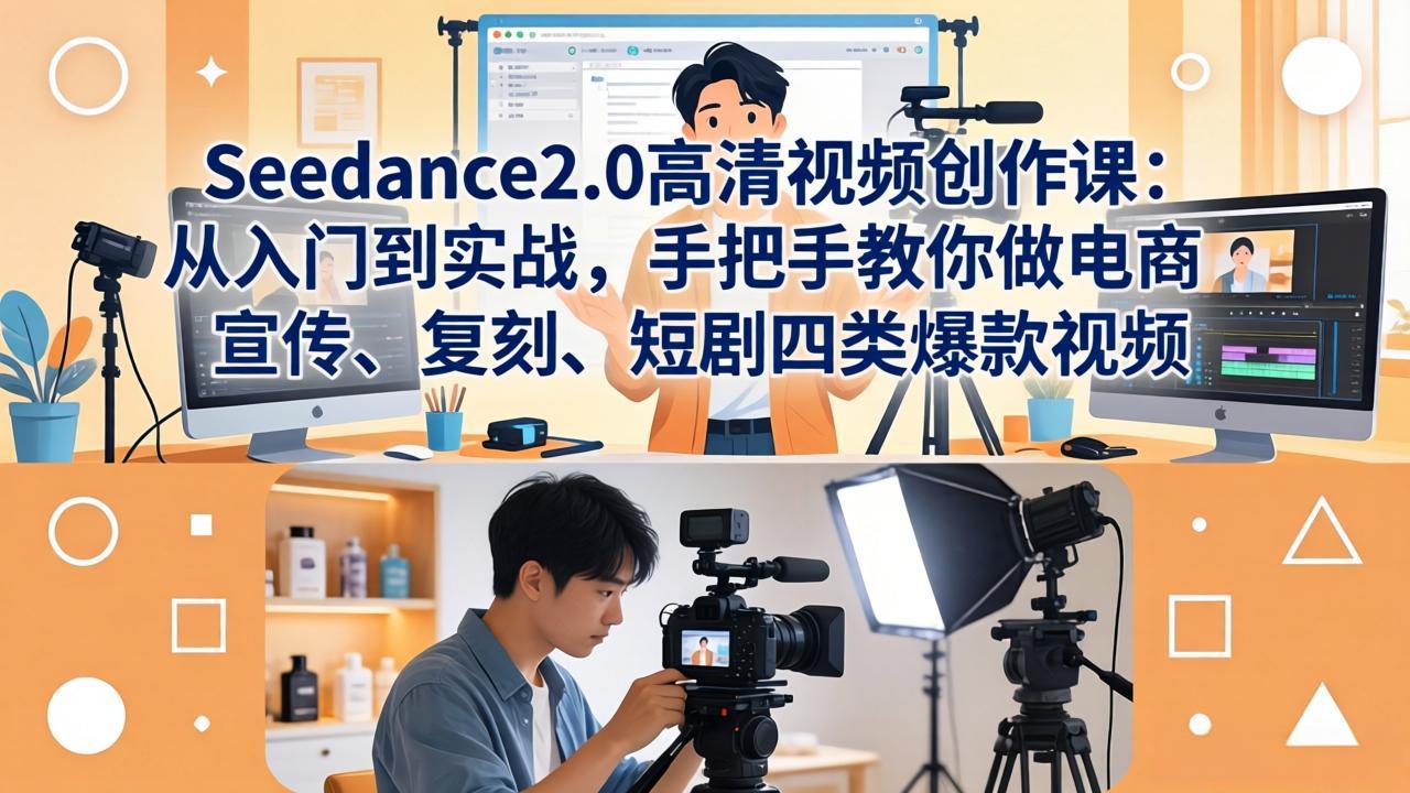 Seedance2.0高清视频创作课：从入门到实战，手把手教你做电商、宣传、复刻、短剧四类爆款视频-黑猫科技云网创