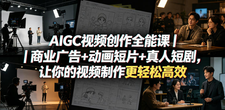 AIGC视频创作全能课｜商业广告+动画短片+真人短剧，让你的视频制作更轻松高效-极速搞钱云网创