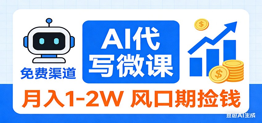 2026告别打工！AI 代写微课，提供免费渠道，月入 1-2W 风口期捡钱-小目标云网创