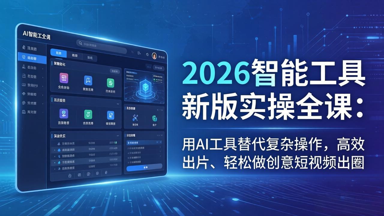 2026智能工具新版实操全课：用AI工具替代复杂操作，高效出片、轻松做创意短视频出圈-小目标云网创