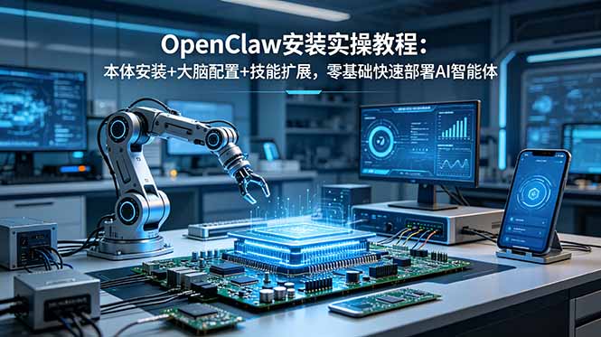 OpenClaw安装实操教程:本体安装+大脑配置+技能扩展,零基础快速部署AI智能体-极速搞钱云网创