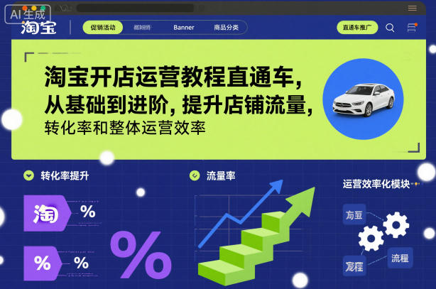 淘宝开店运营教程直通车，从基础到进阶，提升店铺流量，转化率和整体运营效率(更新26年05月27日)-夏姐拆项目