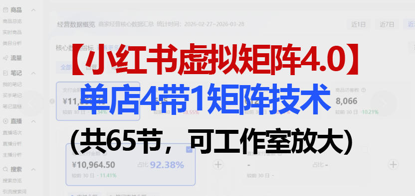 小红书虚拟矩阵4.0技术：单店4带1矩阵(共65节，可工作室放大)-小目标云网创