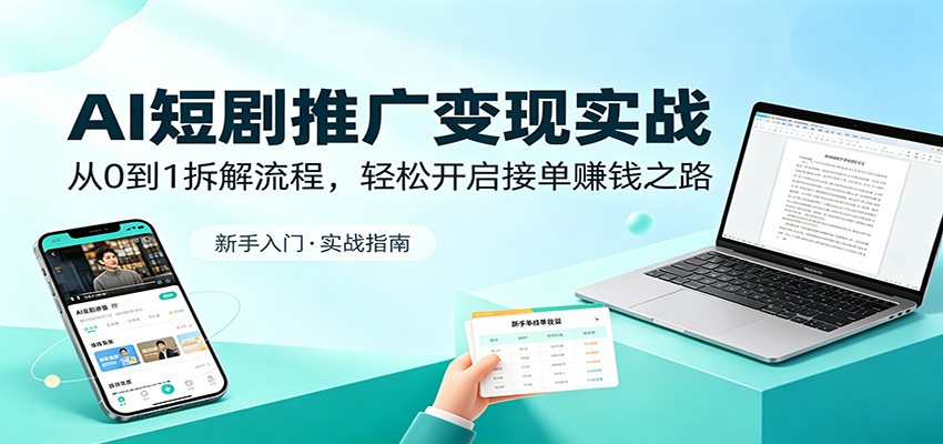 AI短剧推广变现实战：从0到1拆解流程，轻松开启接单赚钱之路-沐沐云网创