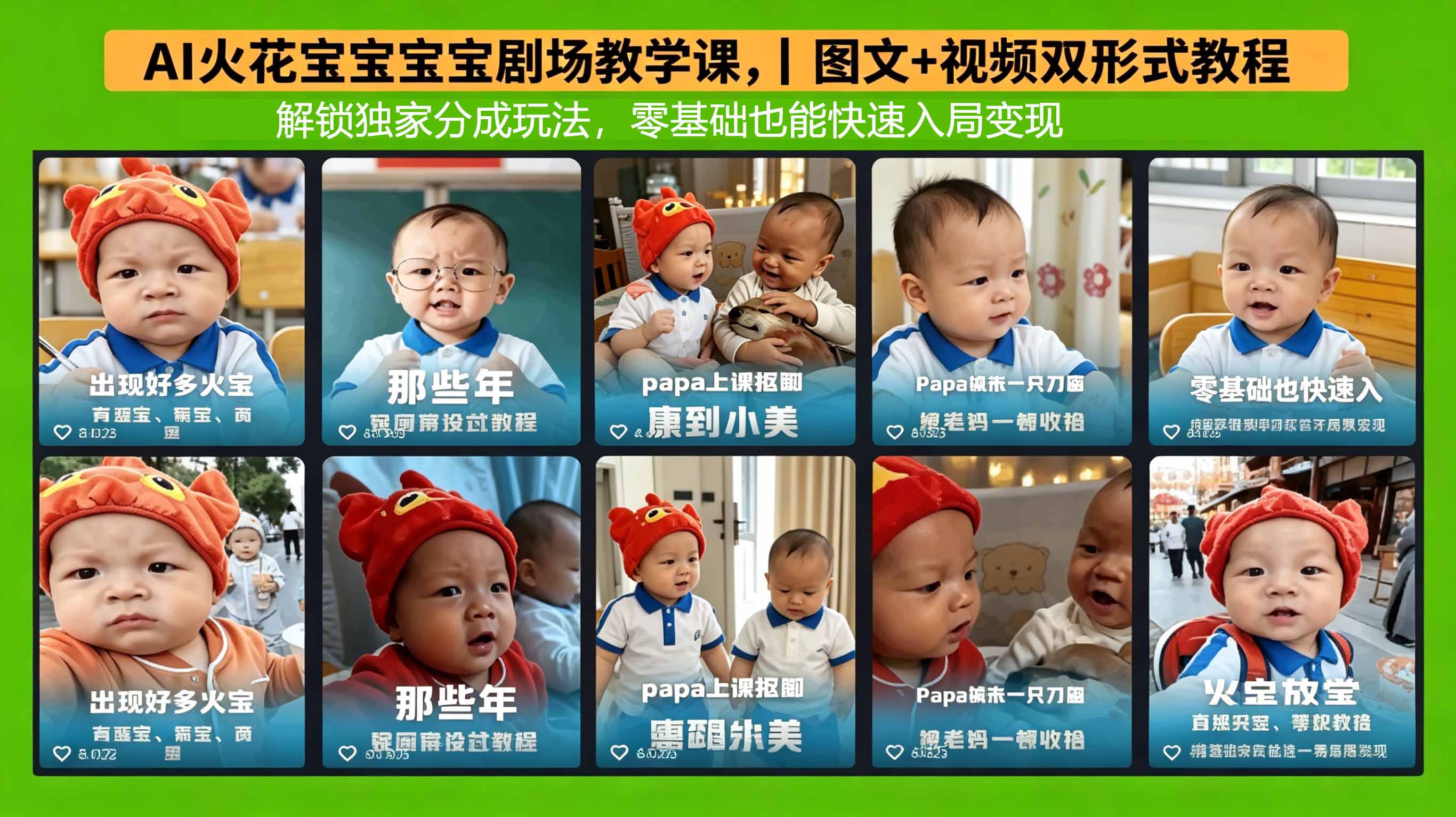 AI火花宝宝宝宝剧场教学课，图文+视频双形式教程，解锁独家分成玩法，零基础也能快速入局变现-小目标云网创