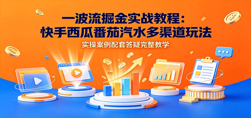 一波流掘金实战教程：快手西瓜番茄汽水多渠道玩法，实操案例配套答疑完整教学-小目标云网创