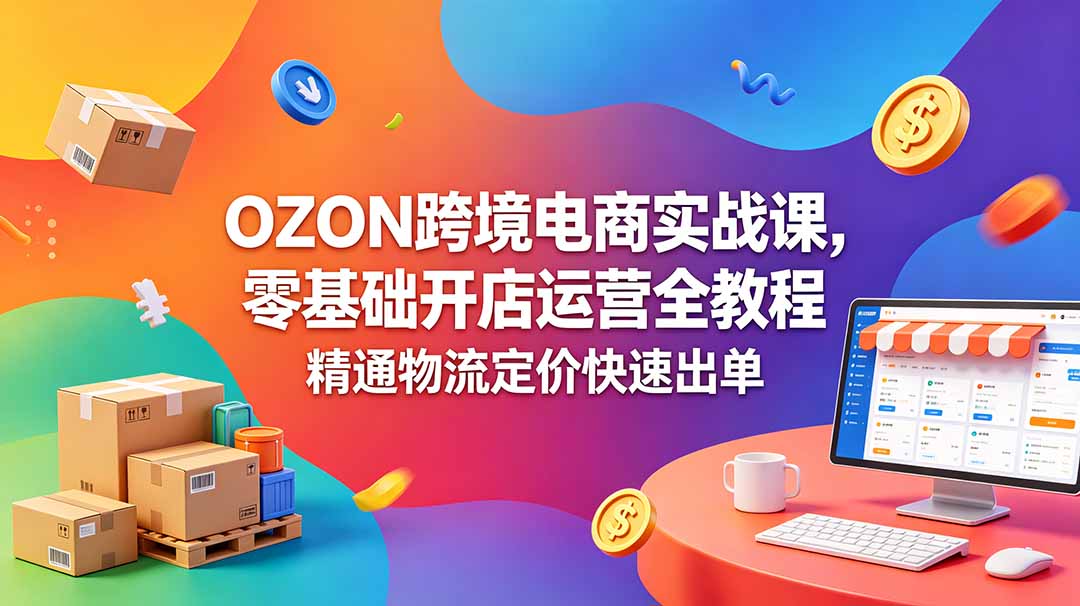 OZON 跨境电商实战课，零基础开店运营全教程，精通物流定价快速出单-灵感工坊云网创