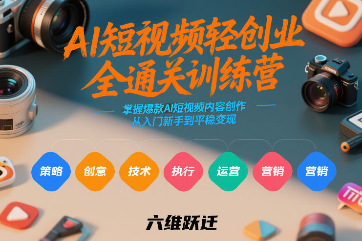 AI短视频轻创业全通关训练营，掌握爆款AI短视频内容创作，从入门新手到平稳变现的六维跃迁-小目标云网创