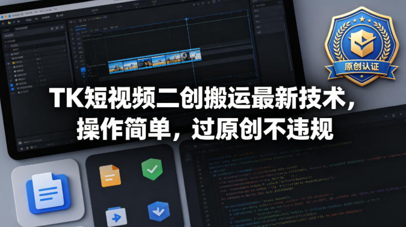 TK短视频二创搬运最新技术，操作简单，过原创不违规-赚赚小目标云网创