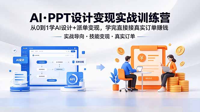 AI·PPT设计变现实战训练营，从0到1学AI设计+派单变现，学完直接接真实订单赚钱-灵感工坊云网创