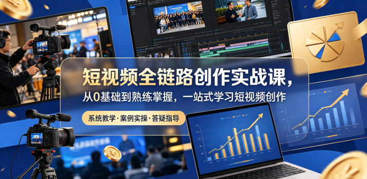 短视频全链路创作实战课，从0基础到熟练掌握，一站式学习短视频创作-创富资源库云网创