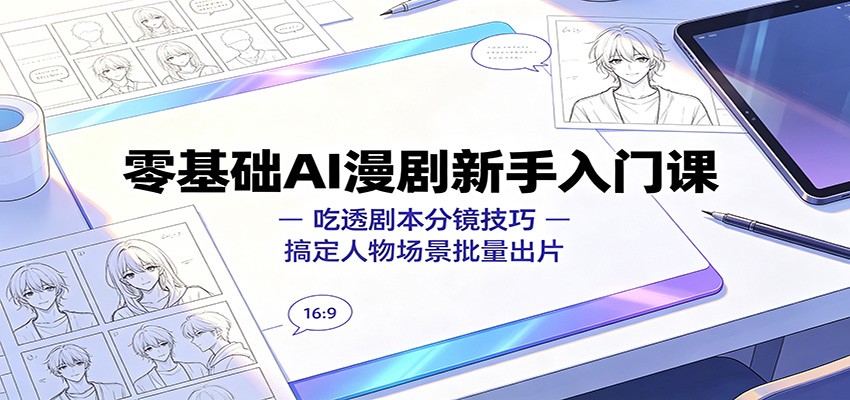 零基础AI漫剧新手入门课:吃透剧本分镜技巧,搞定人物场景批量出片-灵感工坊云网创