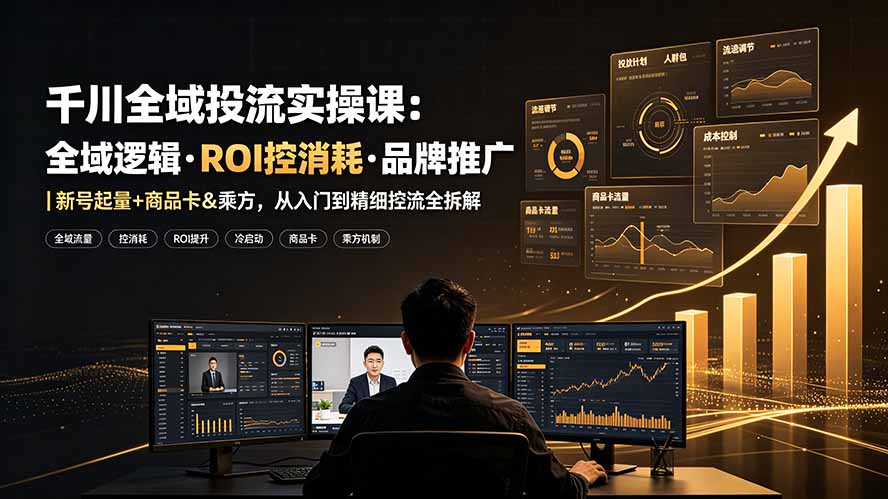 千川全域投流实操课：全域逻辑·ROI控消耗·品牌推广｜新号起量+商品卡&乘方，从入门到精细控流全拆解-小目标云网创