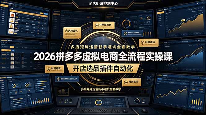 2026拼多多虚拟电商全流程实操课，开店选品插件自动化，多店矩阵运营新手避坑全套教学-灵感工坊云网创