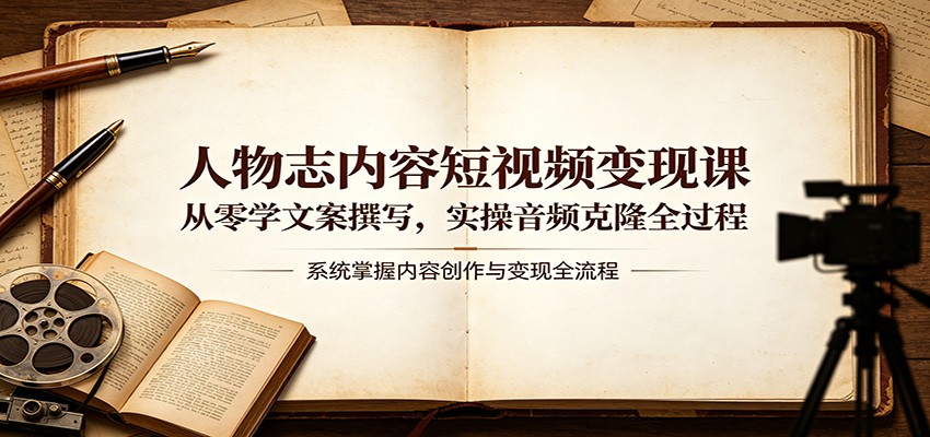 人物志内容短视频变现课：从零学文案撰写，实操音频克隆全过程-小目标云网创