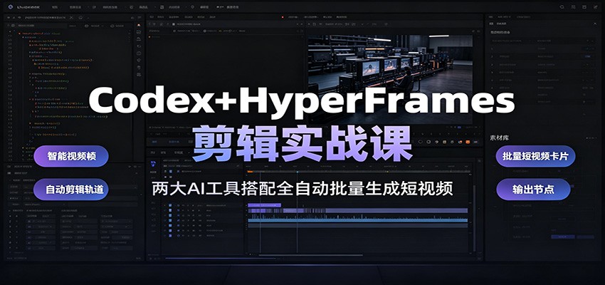 Codex+HyperFrames剪辑实战课：两大AI工具搭配全自动批量生成短视频-小目标云网创