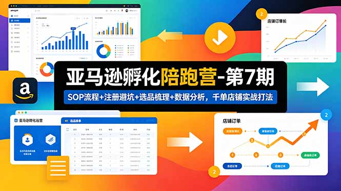 亚马逊孵化陪跑营-第7期：SOP流程+注册避坑+选品梳理+数据分析，千单店铺实战打法(更新0625-小目标云网创