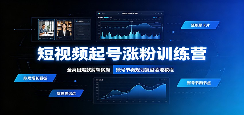 短视频起号涨粉训练营：全类目爆款剪辑实操，账号节奏规划复盘落地教程-小目标云网创