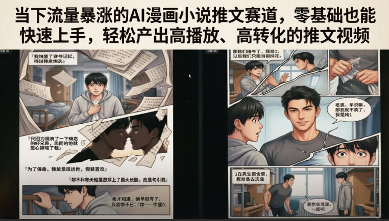 当下流量暴涨的AI漫画小说推文赛道，零基础也能快速上手，轻松产出高播放、高转化的推文视频-小目标云网创