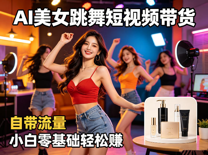 AI美女跳舞短视频带货：自带流量，小白零基础轻松賺，详细拆解-opc资源站