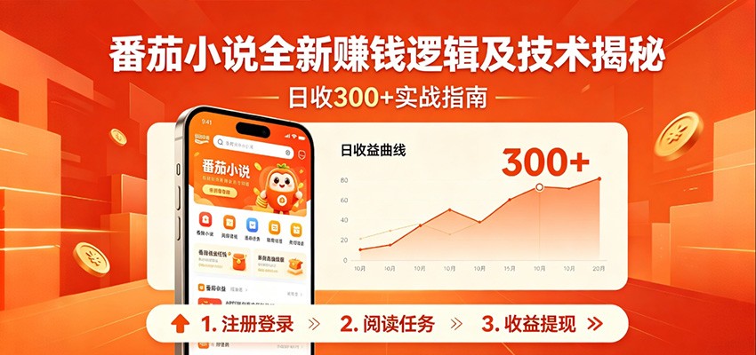 番茄小说全新赚钱逻辑及技术日收300+，小白新书皆可做！无脑赚就行了！-opc资源站