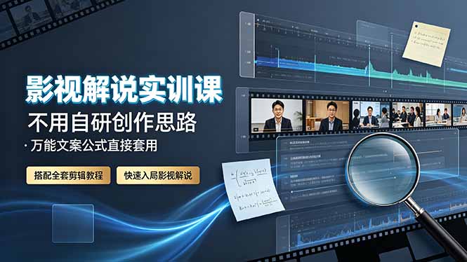 影视解说实训课：不用自研创作思路，万能文案公式直接套用，搭配全套剪辑教程，快速入局影视解说-小目标云网创