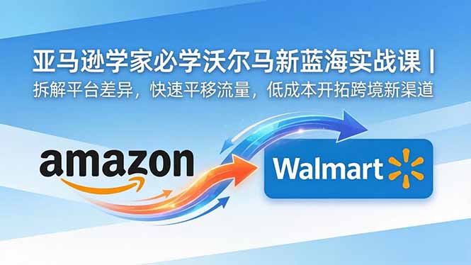 亚马逊卖家必学沃尔玛新蓝海实战课｜拆解平台差异，快速平移流量，低成本开拓跨境新渠道-创富资源库云网创
