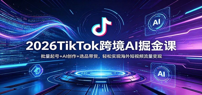 2026TikTok跨境AI掘金课：批量起号+AI创作+选品带货，轻松实现海外短视频流量变现-小目标云网创