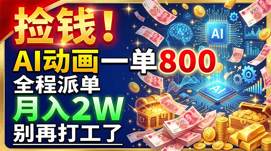 捡钱!AI动画一单800,全程派单,月入2W,别再打工了-小目标云网创