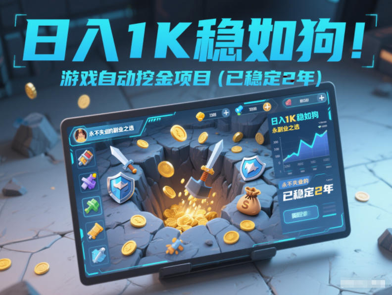 日入1K稳如狗！游戏自动挖金项目(已稳定2年)，永不失业的副业之选【揭秘】-百科网赚